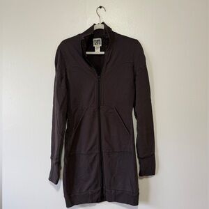 Praire Underground Organic Cotton Full Zip Long Knit Cloak Jacket Gray Womens L